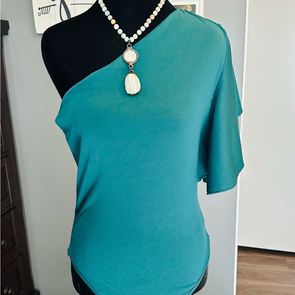 Elegant Teal One-Shoulder Top